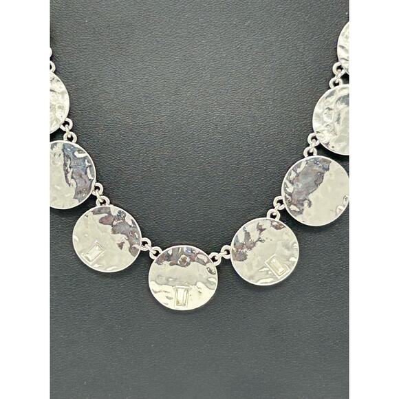 NWT Bancroft Silver Tone Disc Necklace with Clear Stones - Picture 2 of 8